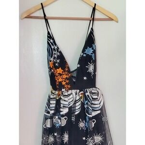 Black and Orange Starry Maxi Dress